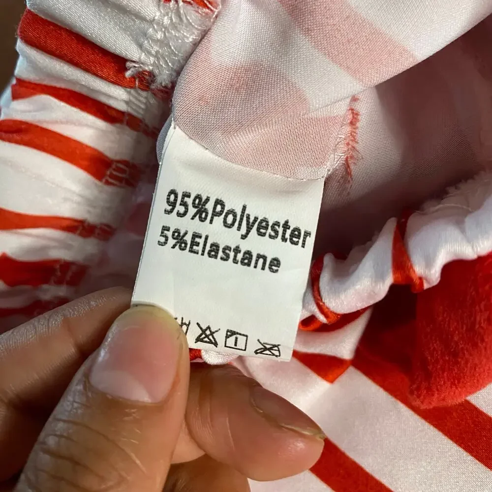 Shein red white striped satin bow drawstring sleep‎ pants SIZE 4T
